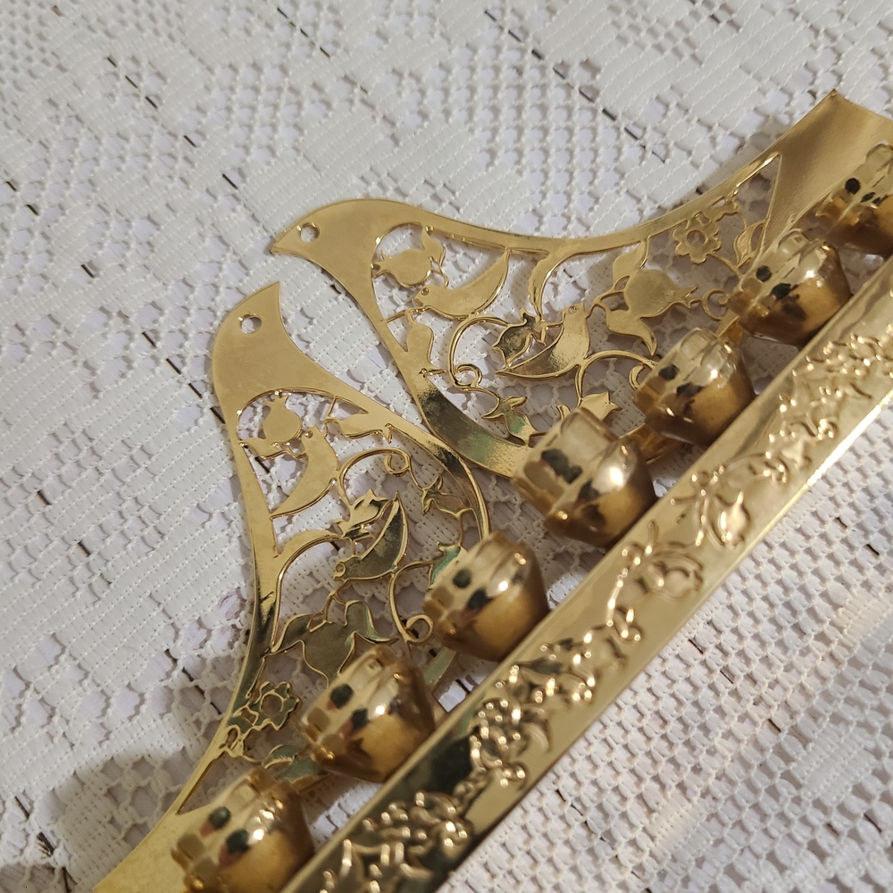 🕎 DOVE BRASS HANUKKAH MENORAH ~ POMEGRANATE DESIGN - Picture 7 of 12